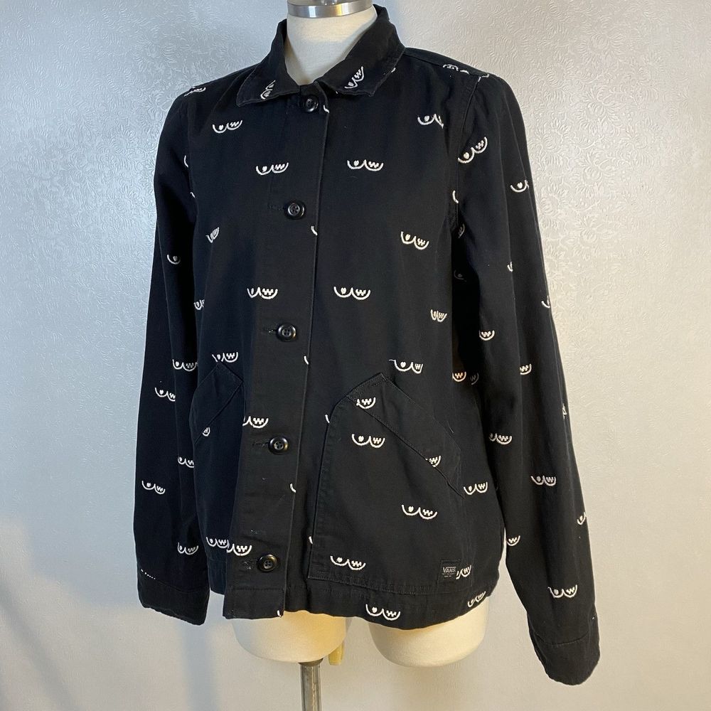 Vans womens M Black Canvas Jacket Breast Cancer